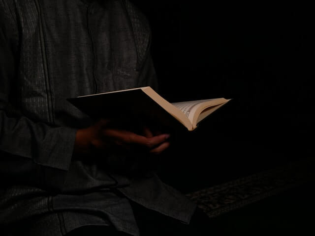 reading book in low light